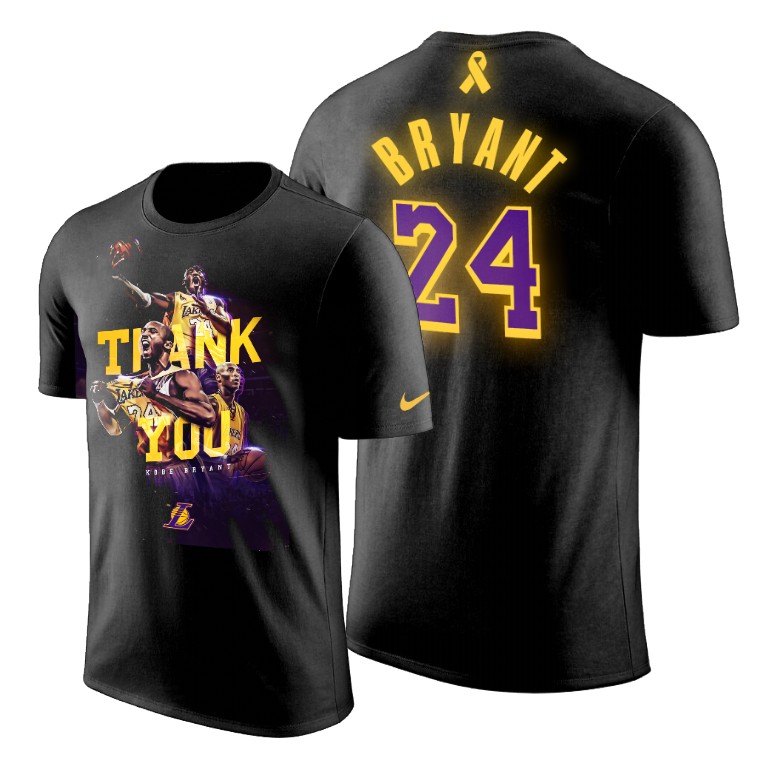 Men's Los Angeles Lakers Kobe Bryant #24 NBA Forever 24 Thank you Mamba Week Black Basketball T-Shirt LPN7283PI